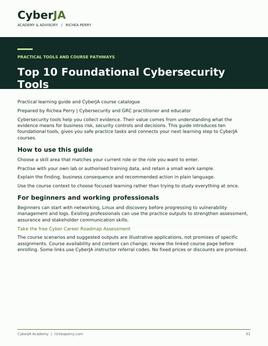 CyberJA Foundational Cybersecurity Tools guide cover